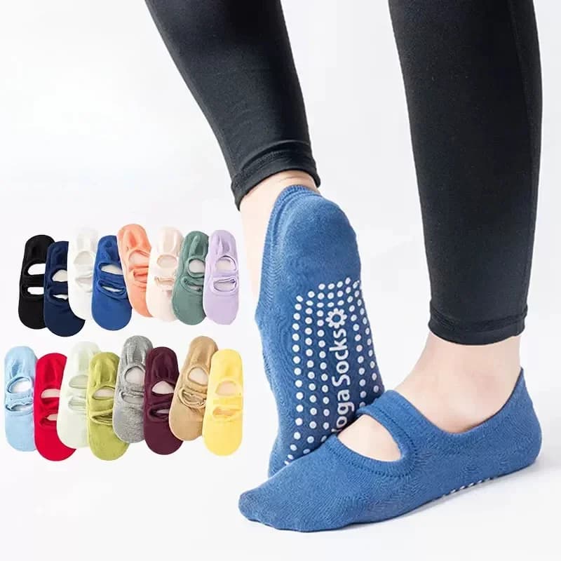 Calzini da yoga professionali per ragazze da donna Calzini sportivi da ballo per interni in cotone traspirante senza schienale con calzini antiscivolo in silicone per pilates