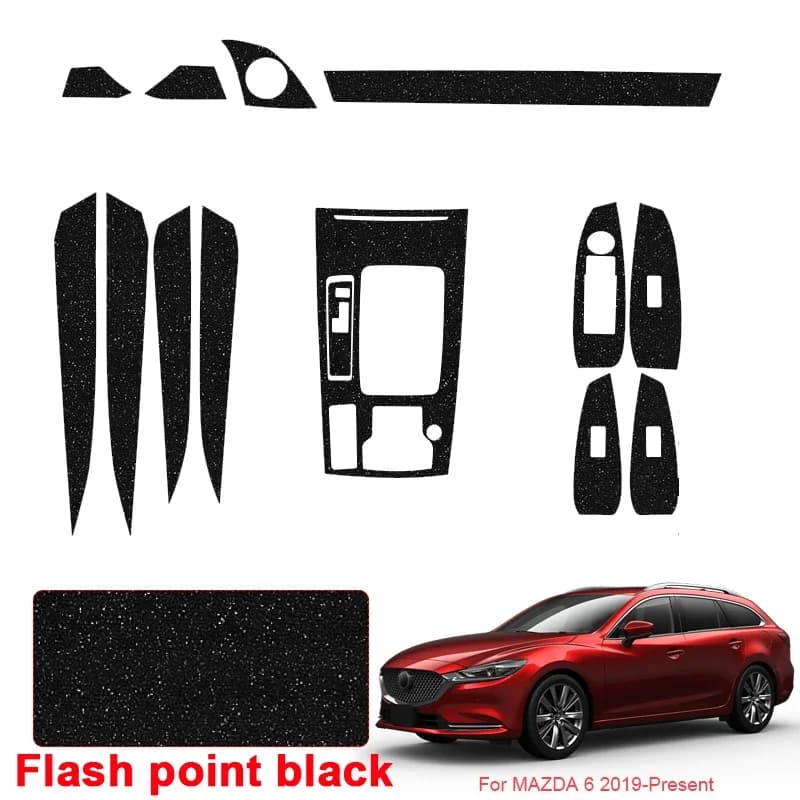 Adesivo per interni in carbonio per auto Pannello di sollevamento per finestre automatico Decalcomania per porta dell'ingranaggio Accessorio per pellicola protettiva per MAZDA 6 2019-2025 LHD