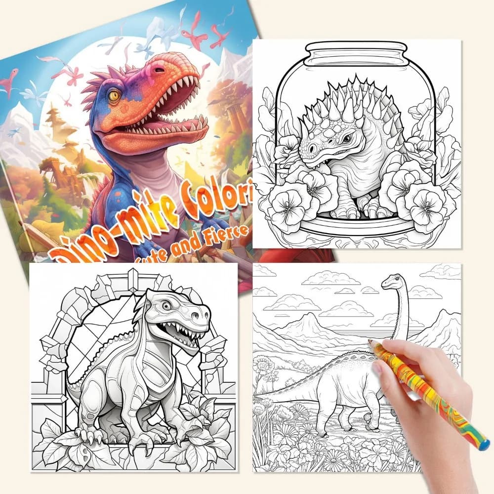 Creative Cartoon Dinosaur Theme Hand Drawn Coloring Book DIY Marker Graffiti Stress Relief Art Painting Sketch Book