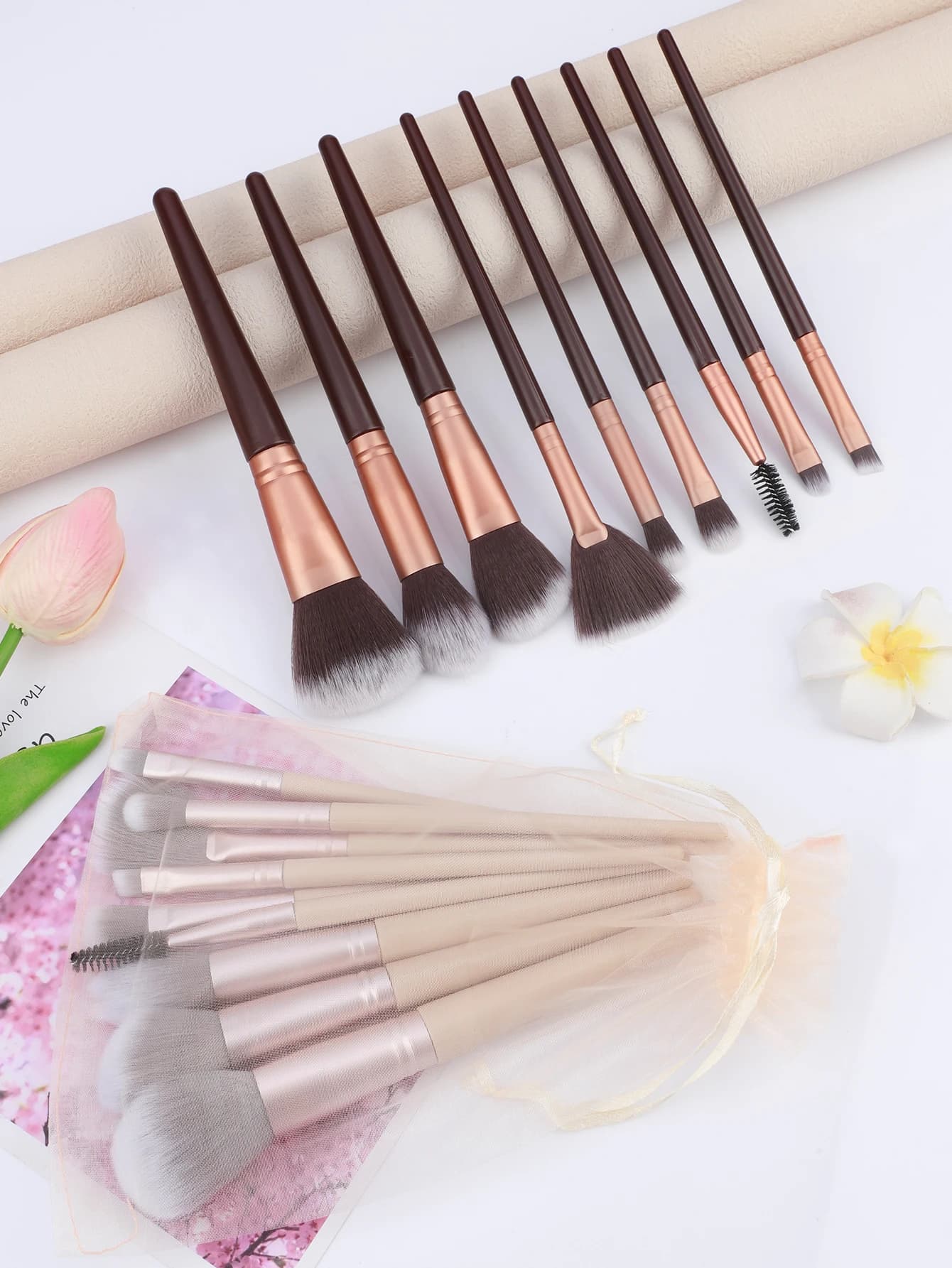 LIMITED EDITION 9 pc BRUSH SET PREMIUM SYNTHETIC FOUNDATION POWDER CONCEALERS EYE SHADOW, BLUSH MAKEUP BRUSHES