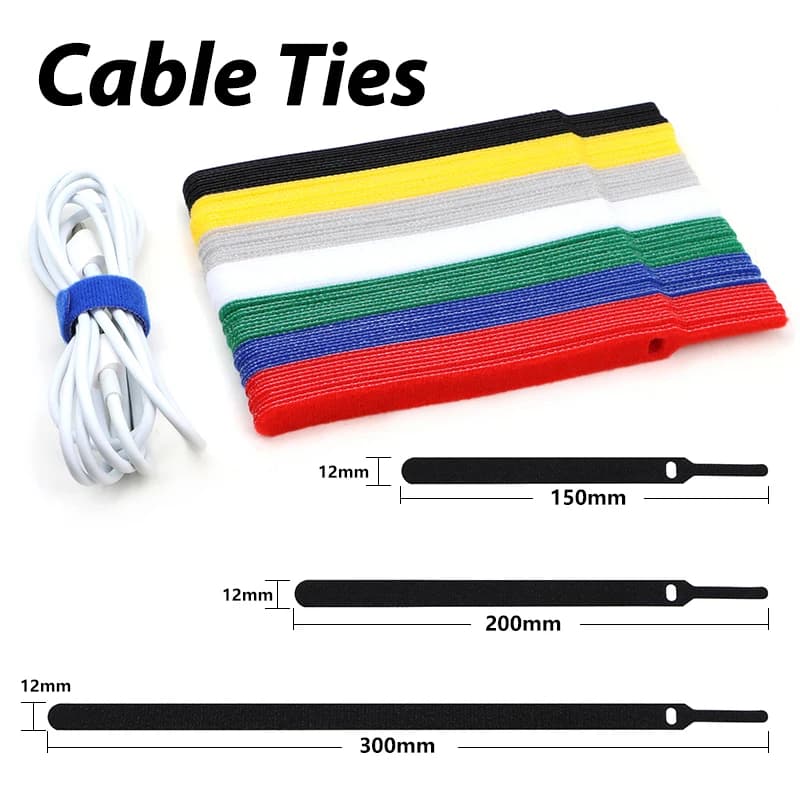 50/100/200 Pezzi Fascette Stringicavo Riutilizzabili in Plastica Colorata, Fascette in Nylon con Gancio, Regolabili e Adattabili