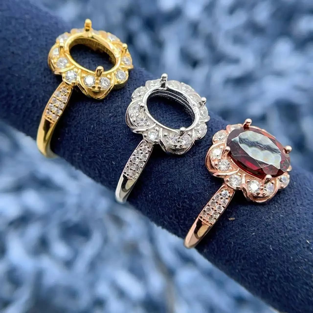 MeiBaPJ intarsio forma ovale 7*9 mms925 argento Sterling fai da te anello vuoto luce pietre preziose di cristallo di lusso fascino gioielli matrimoni