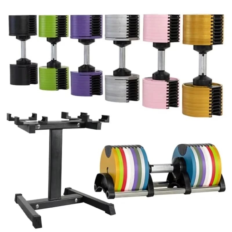YTYIN New Arrival Cast Iron Free Weights 20kg 32kg Fitness Equipment Adjustable Dumbbell Rack 4kg Increments For Home Use
