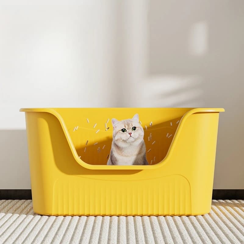 Extra Large Open Cat Litter Box Ultra Big Fully Open Design Spill Proof Semi Enclosed Cat Lurry Tray Durable Easy Clean Cat