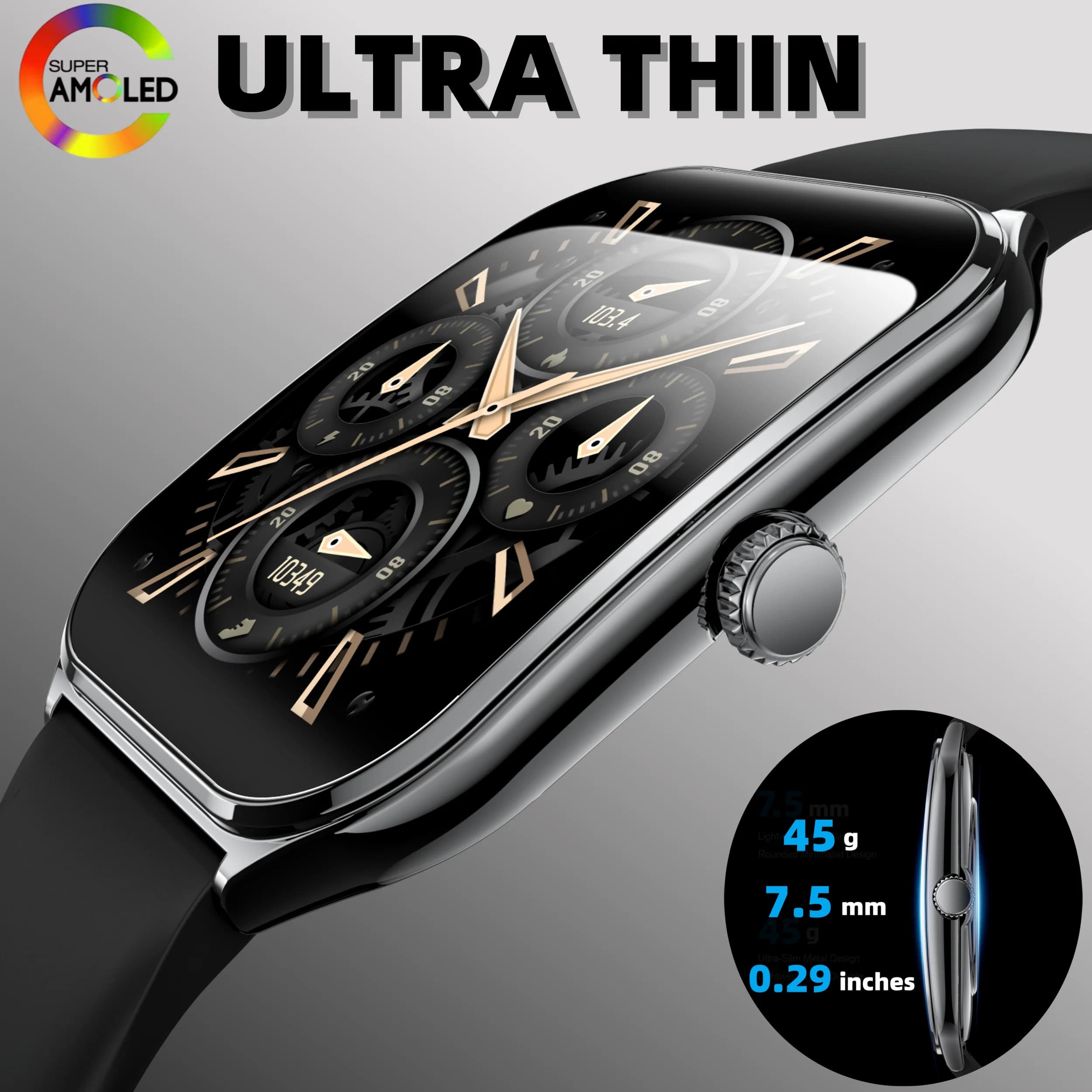 Fashion Ultra-Slim Amoled Smartwatch 1.96 Inch Curve BT Call Long-Term Battery Fitness Watches Man AMOLED Smart Watch for Sport