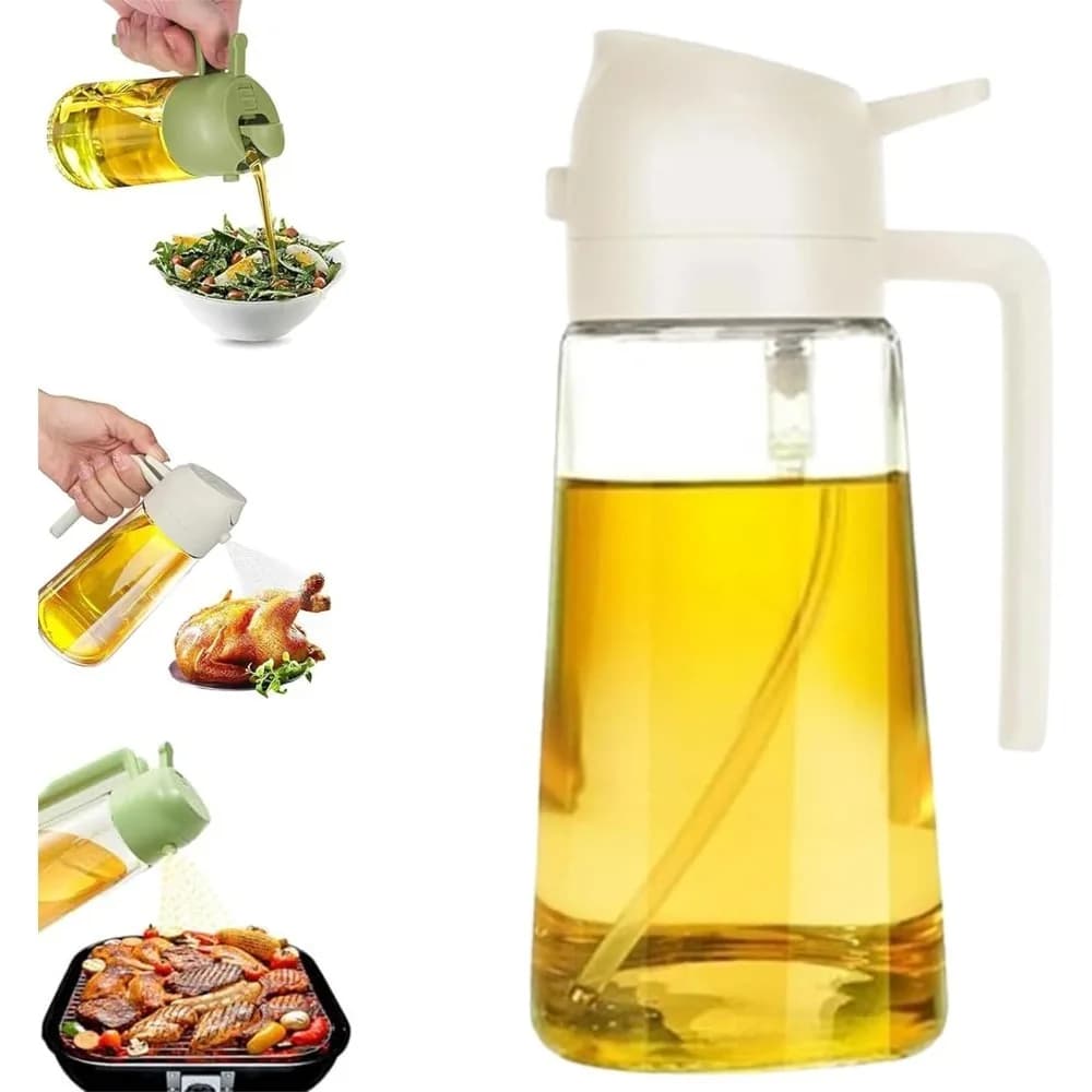 2-in-1 470ml olive oil sprayer for cooking air fryer vinegar sprayer Glass oil dispenser for kitchen air fryer cooking salad BBQ