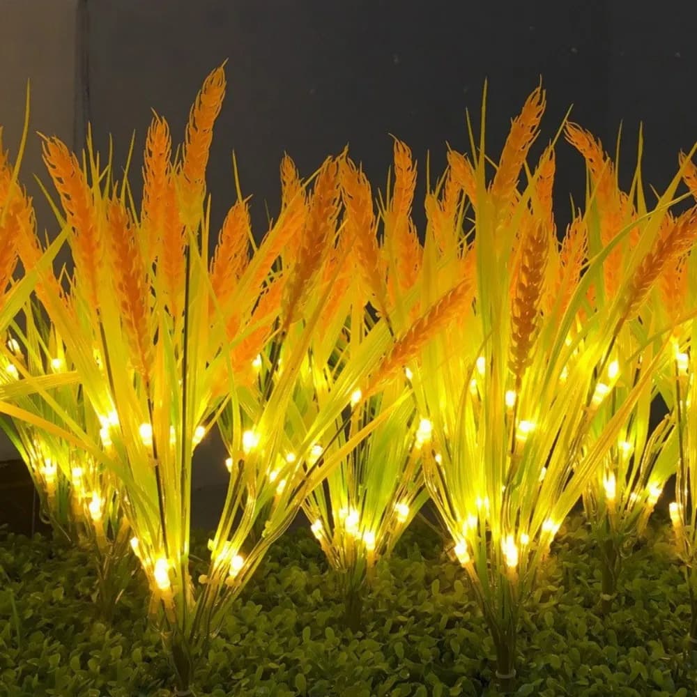 Luce montata a terra con orecchio di grano ad energia solare a 7 teste, adatta per cortile, giardino, prato, esterno, campeggio, decorazione per feste