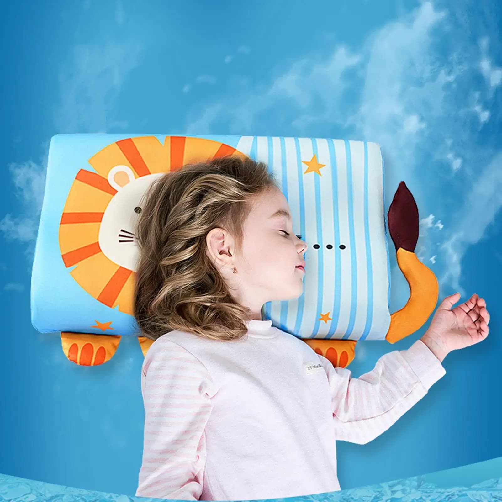 Cuscino per Lettino Bambini, Cuscino Ergonomico Traspirante con Motivi Animali per Camera da Letto, Viaggi, Asilo e Divano