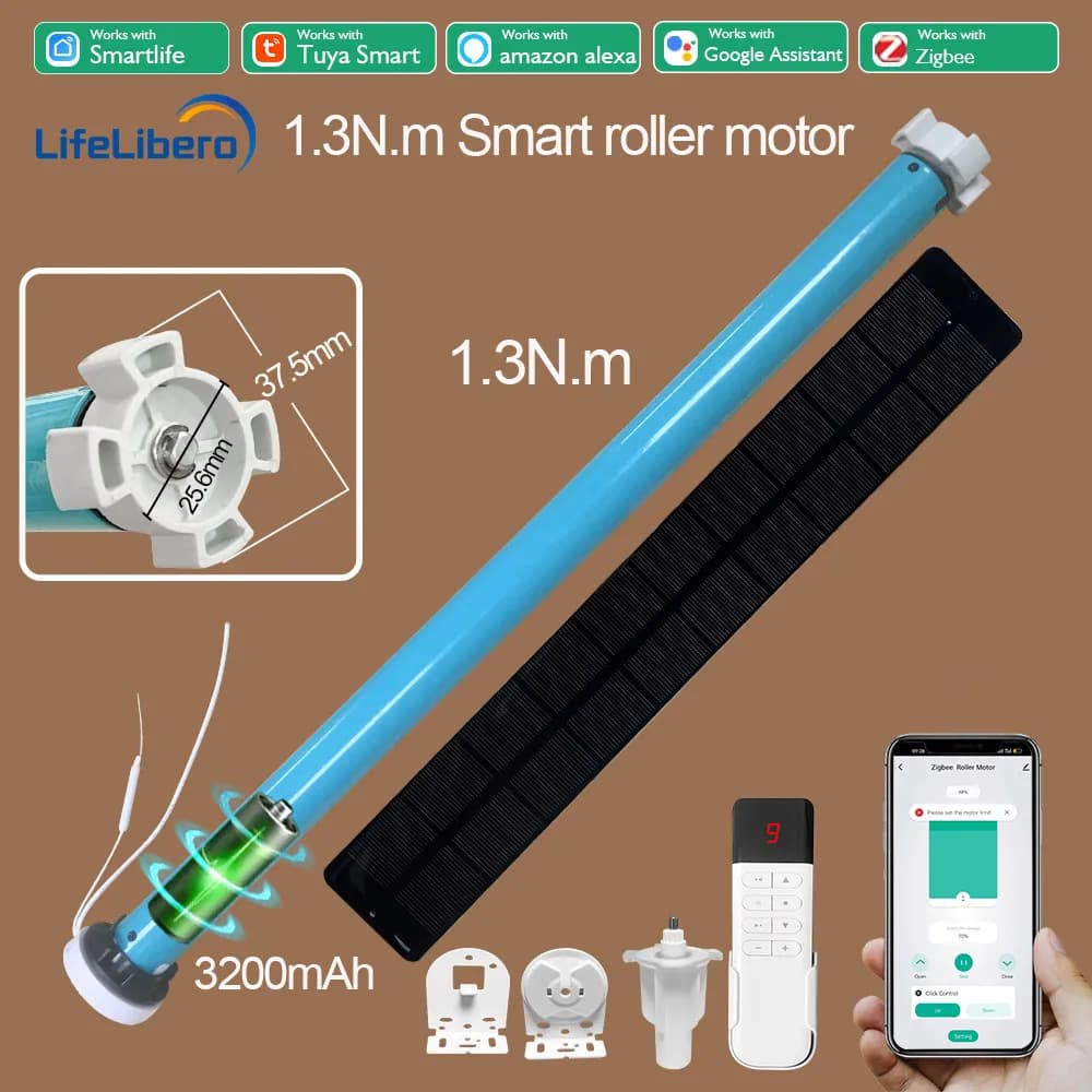 Boyarca 1.3N.m Batteria Tuya Zigbee Tende a rullo Motore per tubo da 38 mm Funziona con l'APP Smart Life Alexa Google Home Control