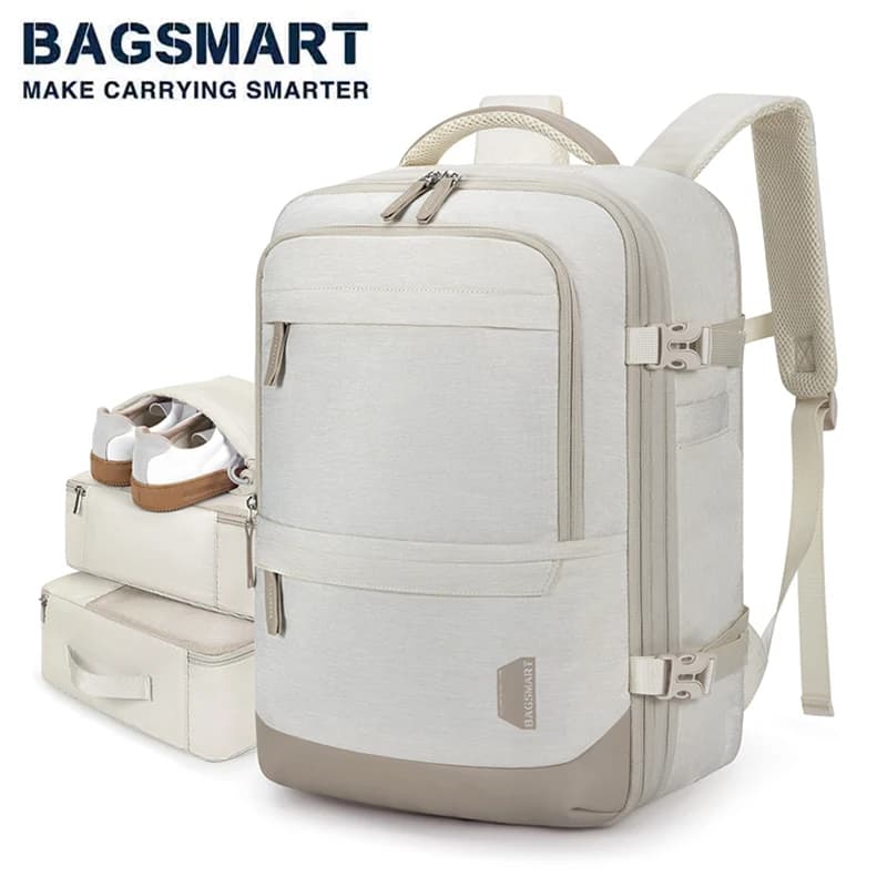 BAGSMART 17'' backpack for Laptop travel cabin 4 pieces 40L Expandable Transport Backpack with Women's Waterproof Backpack Bag