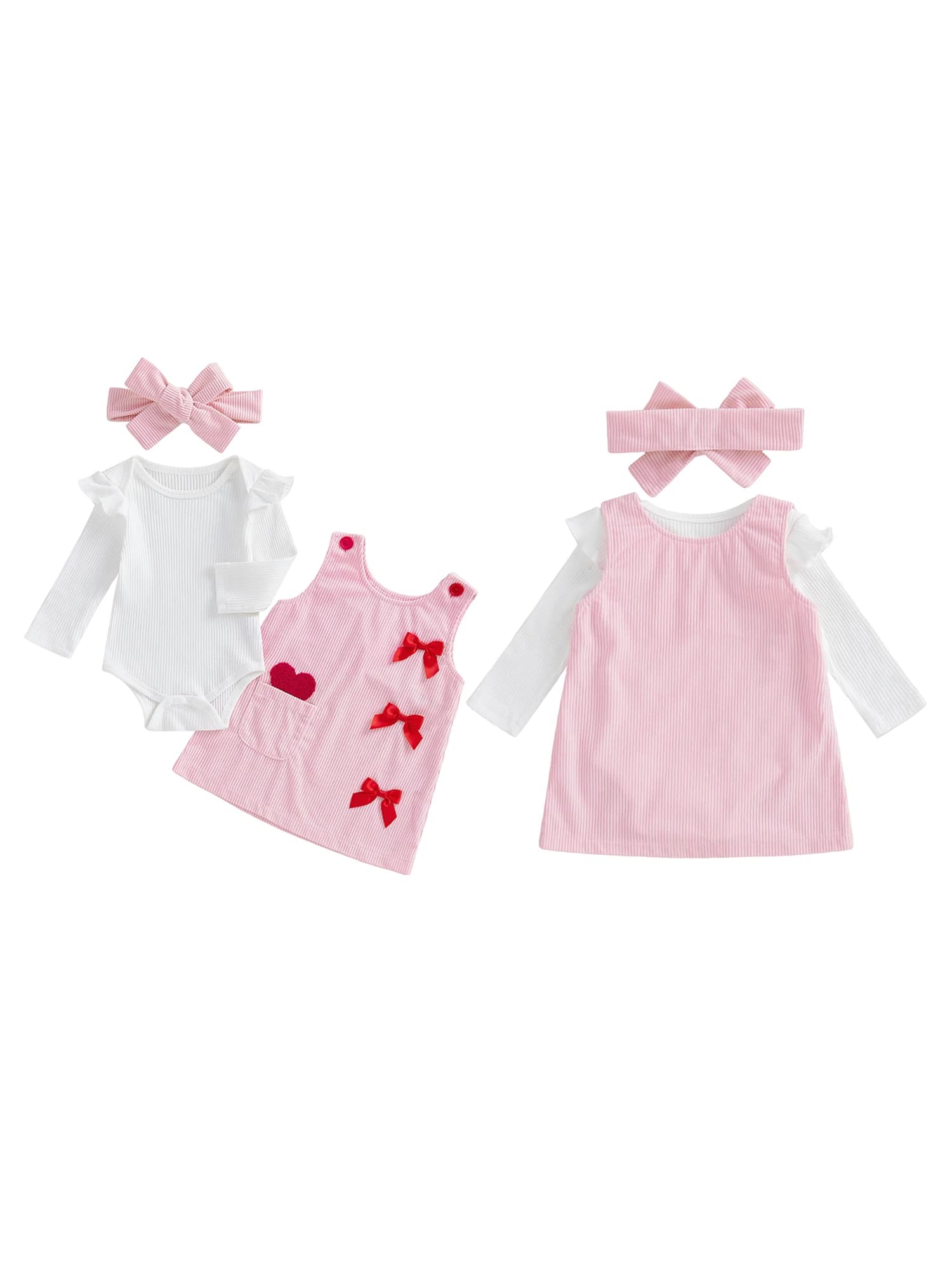 Completi per San Valentino da bambino, camicia a maniche corte, pantaloni con bretelle, papillon, set con bretelle e papillon