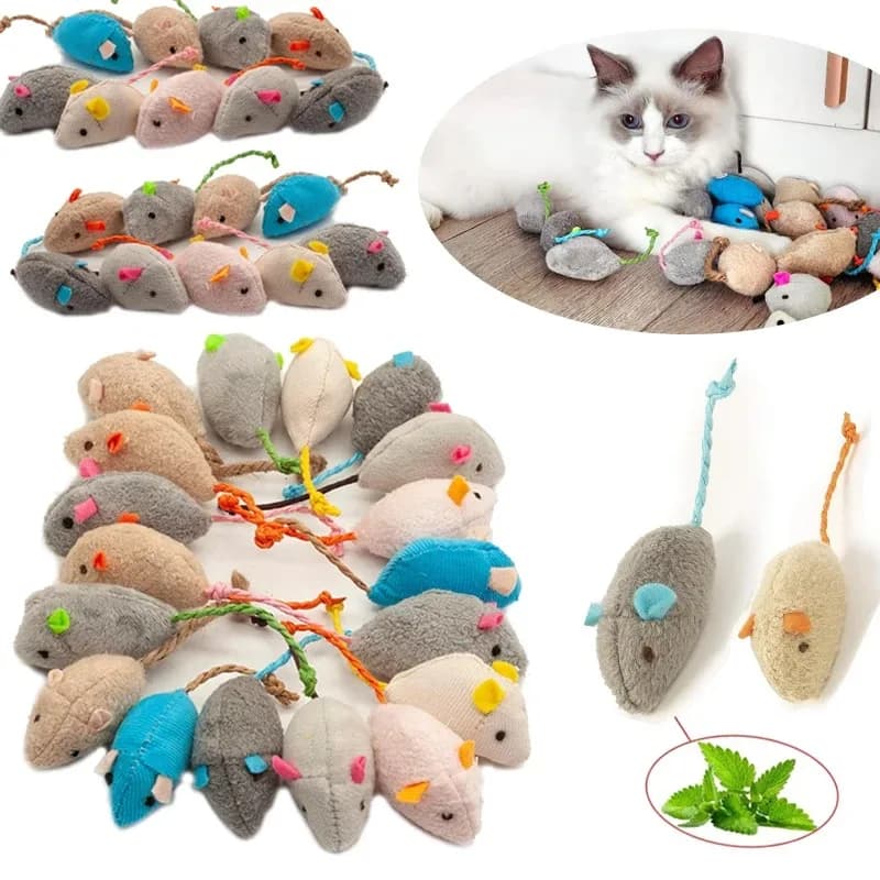 3/200 pezzi Giocattoli per gatti a forma di topo con sonaglio, in finta pelliccia e catnip preimpostato, per gioco interattivo di gatti da interno