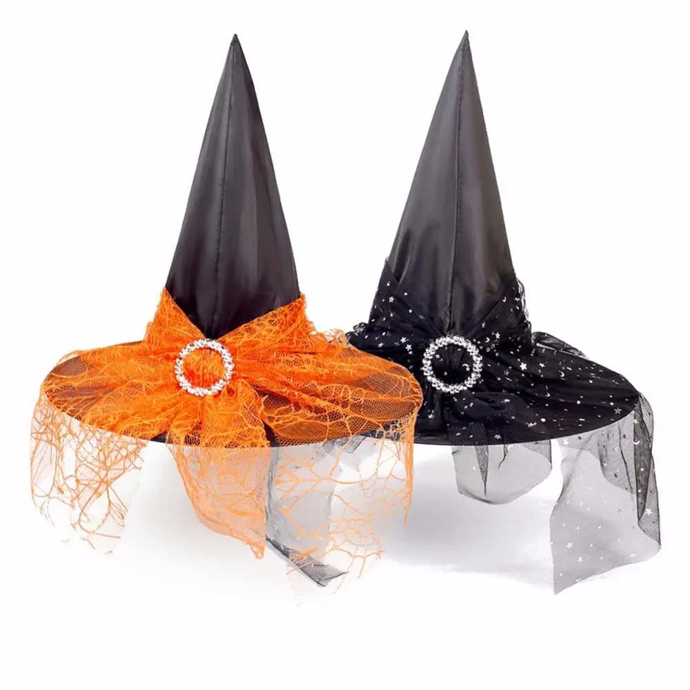 Funny Casual Masquerade Hats Unisex Mesh Female Hats Wizard Props Caps Witch Caps Halloween Hats Cosplay Party Hats