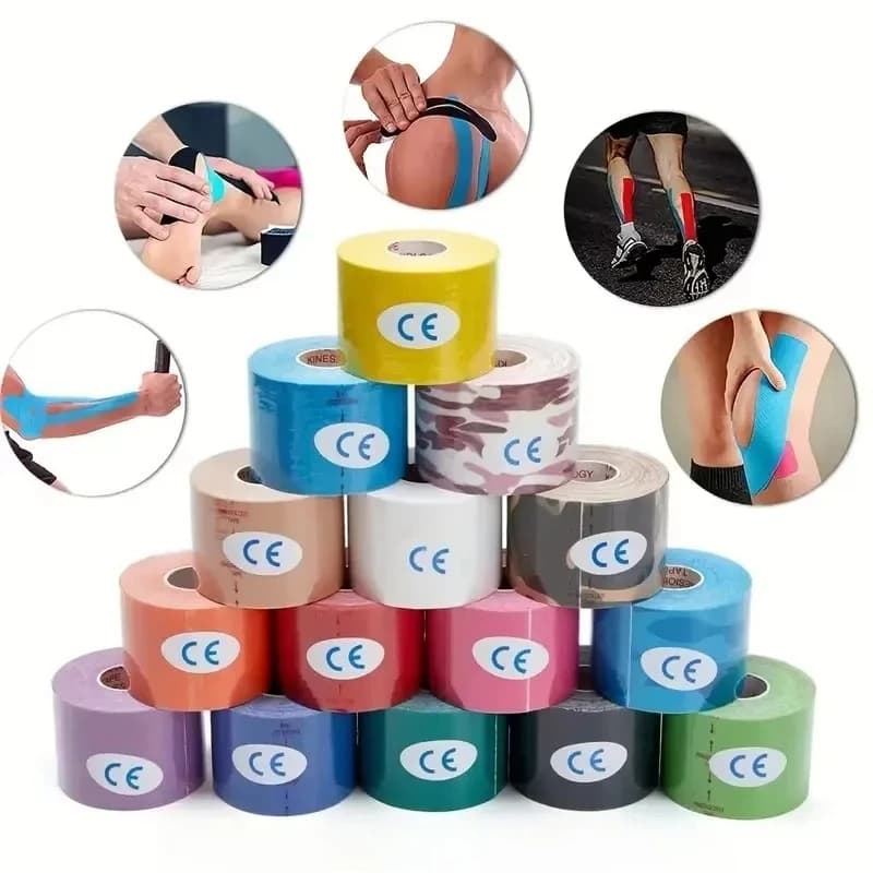 1PC Nastro kinesiologico Bendaggio muscolare Sport Cotone adesivo elastico Nastro per lesioni da sforzo Adesivi per alleviare il dolore muscolare al ginocchio