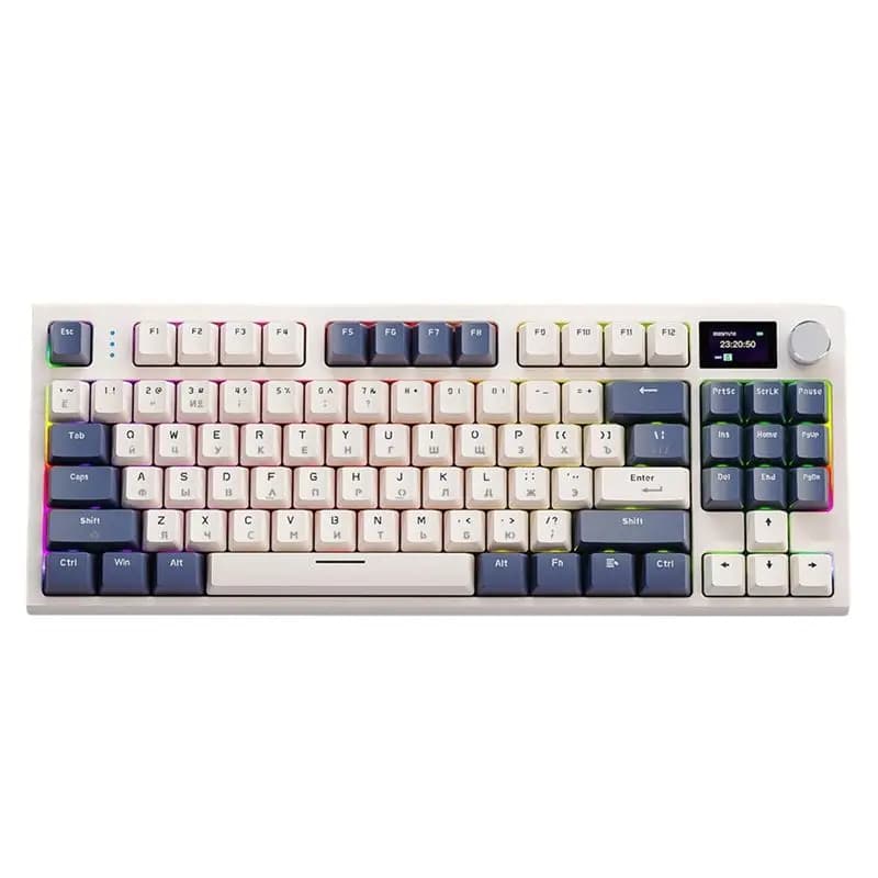 QWE-K86 Tri-Mode RGB Hot-Swappable Russian Mechanical Keyboard Russian Wireless Bluetooth Russian Gaming Keyboard,C Easy Install