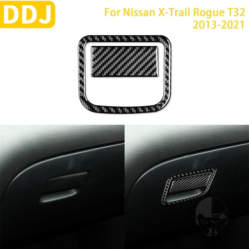 Per Nissan X-Trail Rogue T32 2013-2021 accessori interni in fibra di carbonio Car Co-driver Storage Box Handl Trim Sticker decorazione