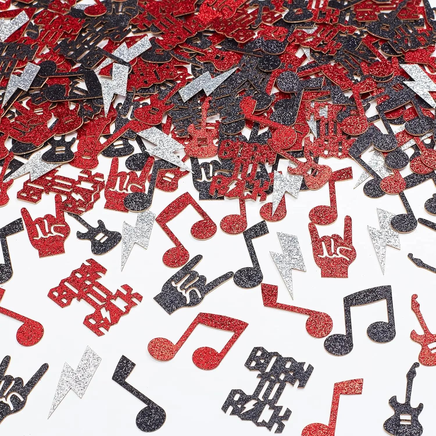 200 pezzi di coriandoli per feste Born to Rock - Nota musicale rossa nera, decorazioni Rock & Roll Forniture per feste a tema Compleanno Baby Shower
