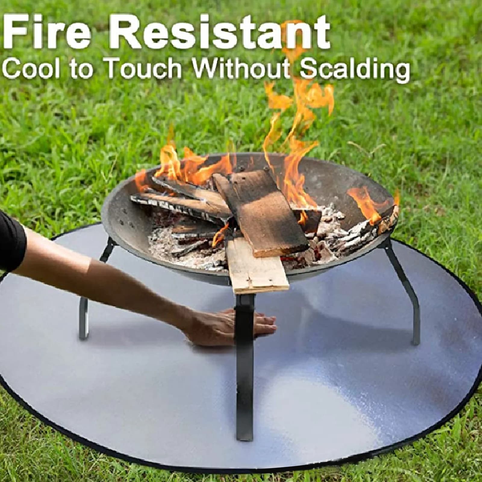 Fire mat fire mat fire retardant barbecue mat for 11 inch round lawn protection for home barbecue outdoor patio fireplace party stove camping