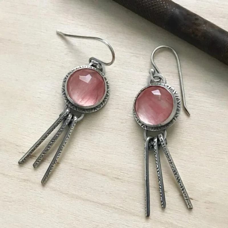 Orecchini da mamma chic con nappa di cristallo rosa europei americani nuovi Orecchini da donna unici con ciondolo fatto a mano