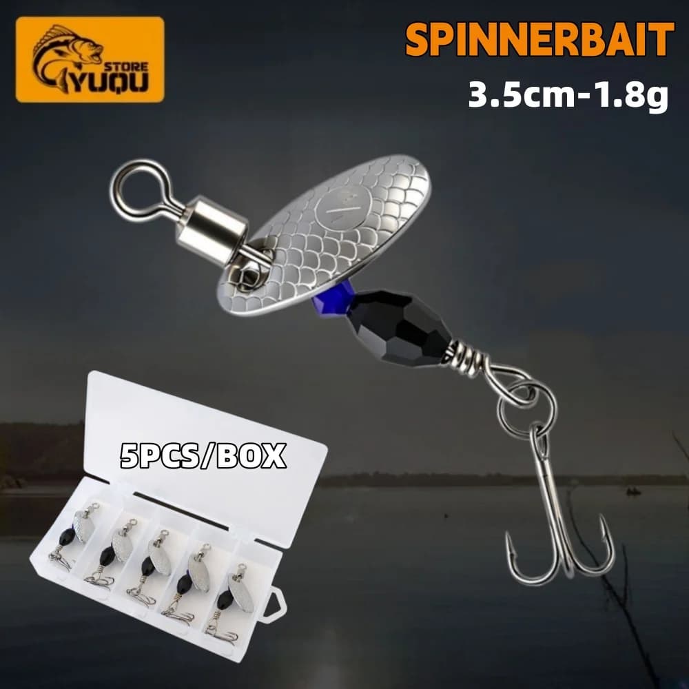 5PCS/Box 3.5cm-1.8g Metal Spinner Spoon Lure Kit Hard Bait Tackle with High-Strength Hooks