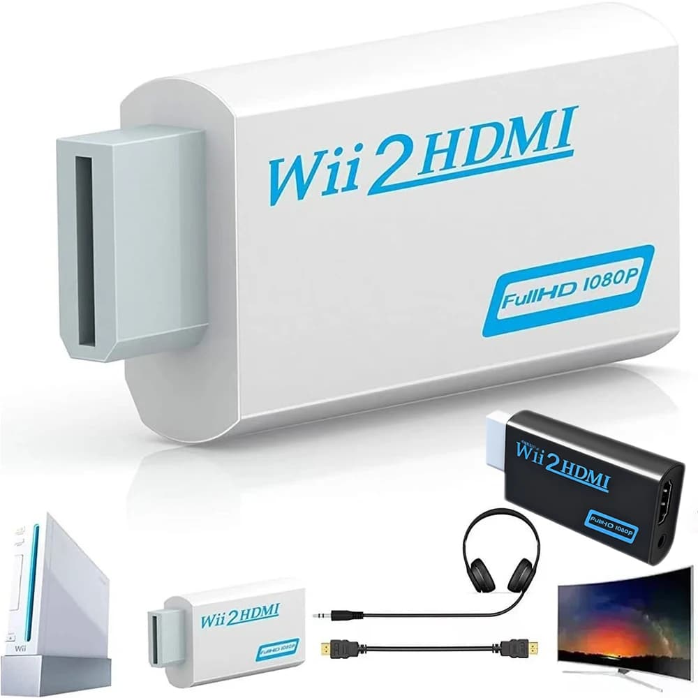 1/2PCS HDMI Compatible Converter Full HD 1080P Adapter for Wii Audio Cable Wii 2 3.5 mm for HDTV PC monitor display
