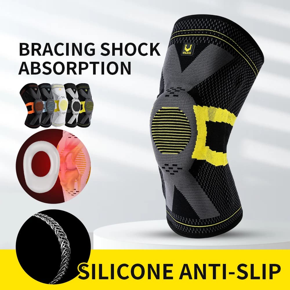 Ginocchiera completa a molla in silicone, supporto per patella, supporto medico, forte protezione per la compressione del menisco, cuscinetti sportivi, cestino da corsa