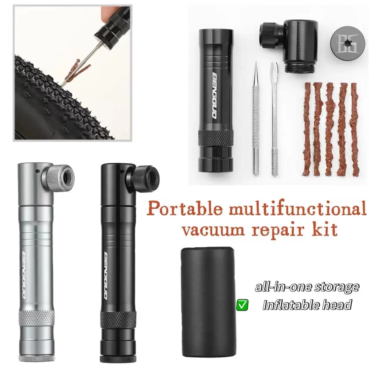 Kit multifunzionale per la riparazione dei pneumatici della bicicletta, striscia di gomma, strumento per la riparazione dei pneumatici in lega di alluminio per mountain bike