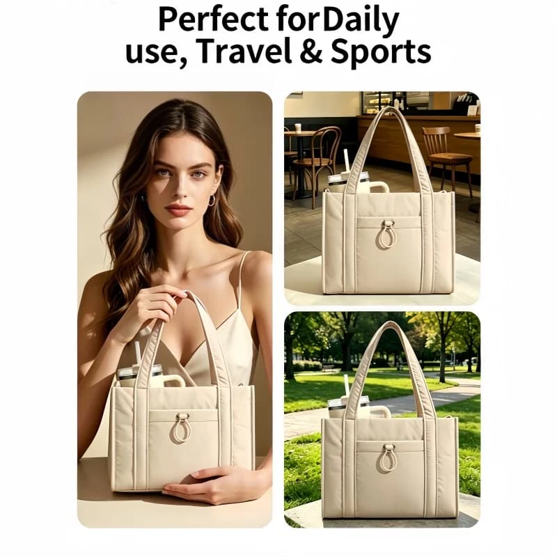 Tote Bag for Women Padded Handbags for Work Travel Nurses, Laptop Compartment Trolley Sleeve Zipper Teacher Shoulder Bag