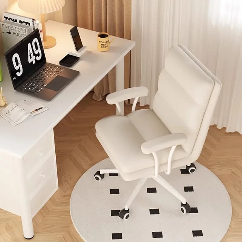 Sedia da ufficio girevole beige con cuscino per schienale, comoda sedia da gioco per studio per bambini, estetica, di lusso, Silla Gamer, mobili per ufficio
