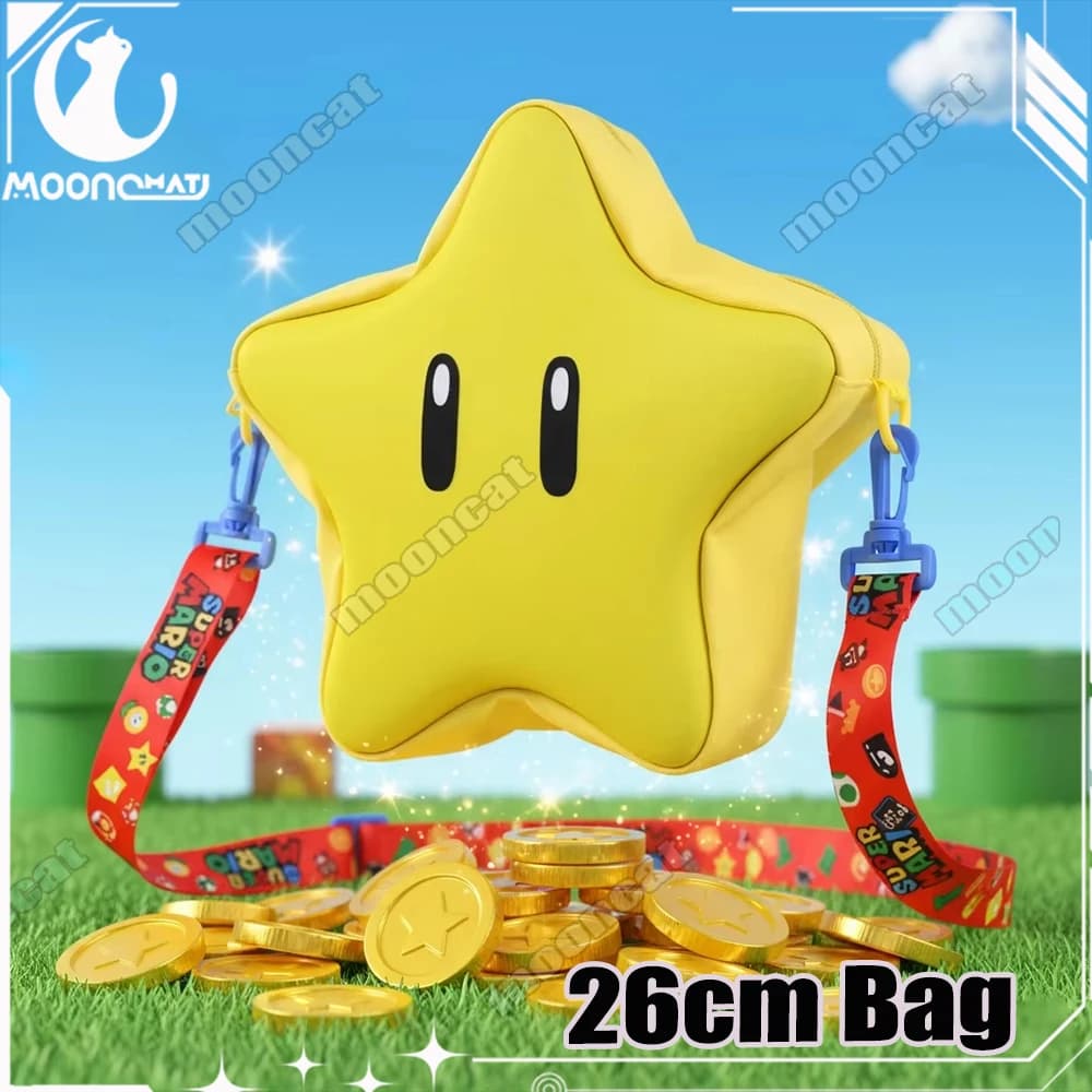 Zaino Super Mario con Stella Gialla a Occhi Grandi, Borsa Moda per Ragazze, Borsa a Tracolla per Studenti, Zaino Anime, Regalo