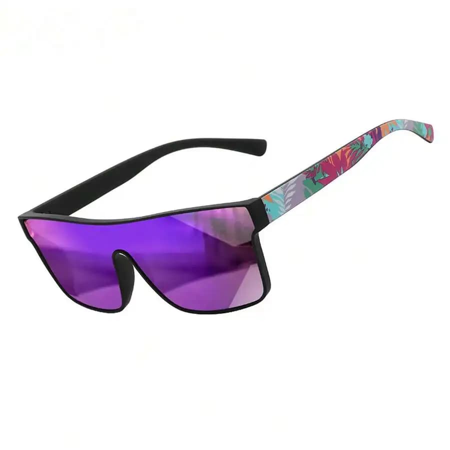 Occhiali da sole con montatura grande e specchiatura viola, eleganti, per uomo e donna, stile punk, per ciclismo all'aperto e spiaggia