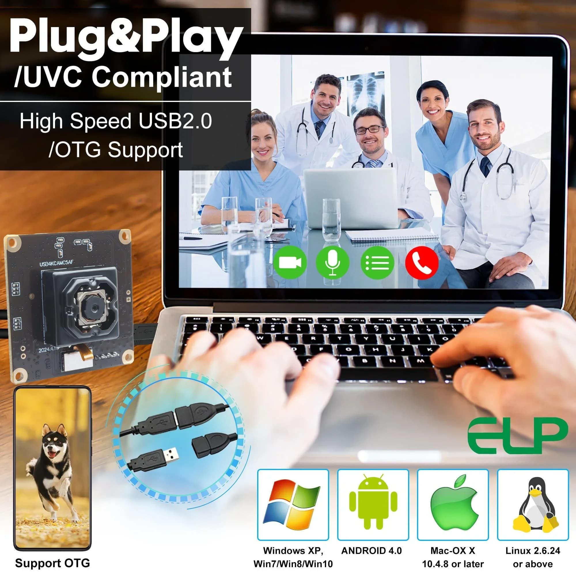 USB camera module ELP 11MP 4K 30fps Webcam for PC Mini camera Lightburn with automatic anti-vibration focus for drone, industrial artificial vision