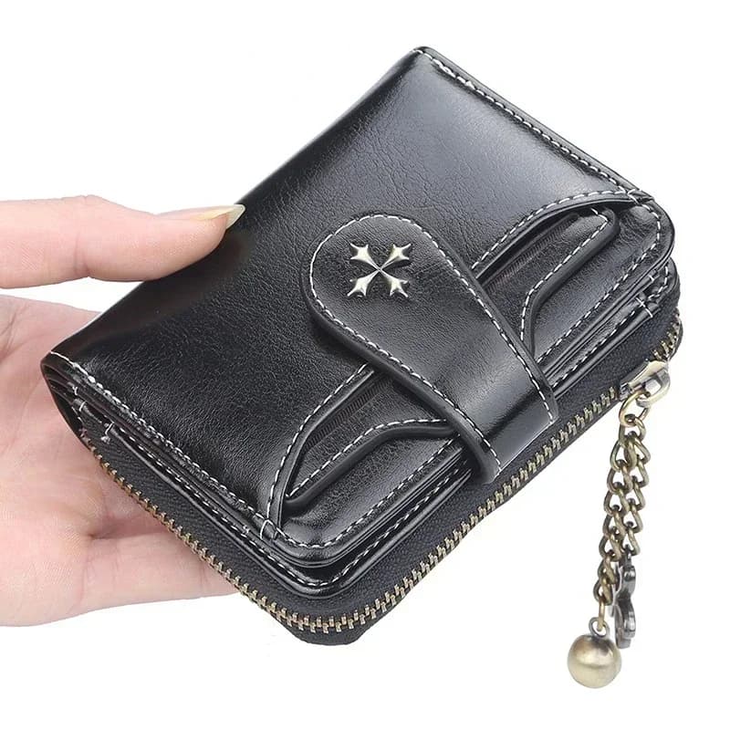 Portafogli e Borsette da Donna in Pelle PU, Portamonete Corto Femminile con Chiusura a Scatto, Piccolo Porta Carte e Monete, Blu Rosso, Nuova Collezione