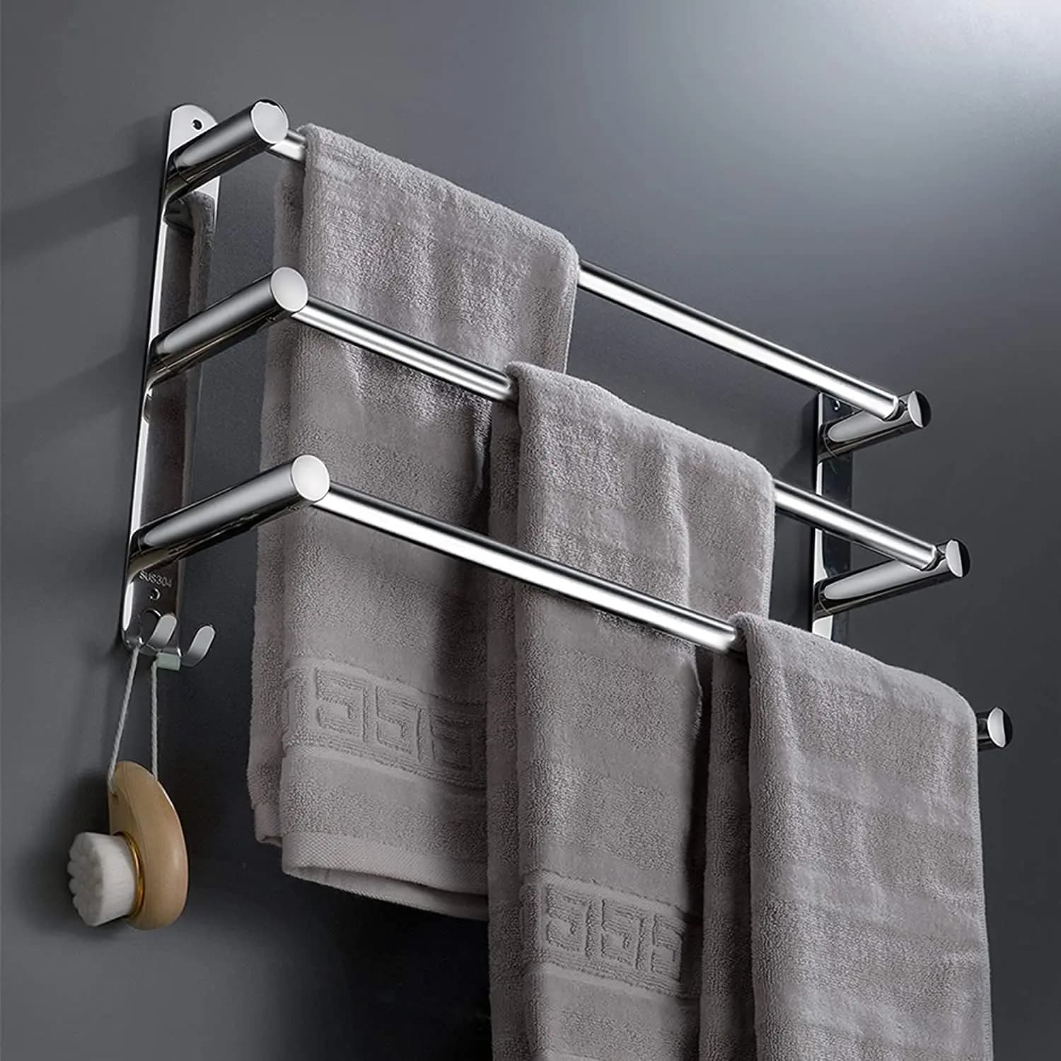 Portasciugamani Retrattili, Acciaio Inox 304, Adesivo Forte, Salvaspazio per Bagno e Cucina