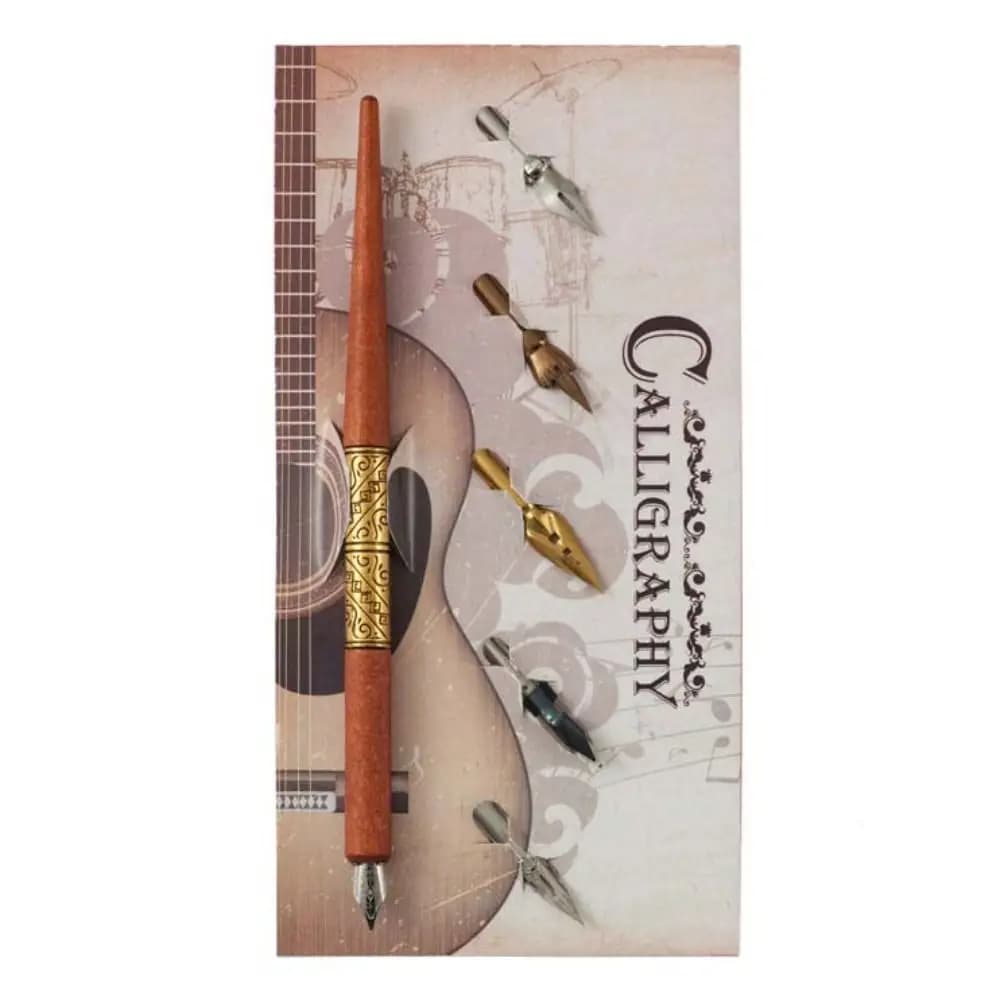 Creative Wood Handle Dip Pen Set With 5 Nibs Art Drawing Calligraphy Pen Animation Lettering Vintage Dipping Pen Hand Writing