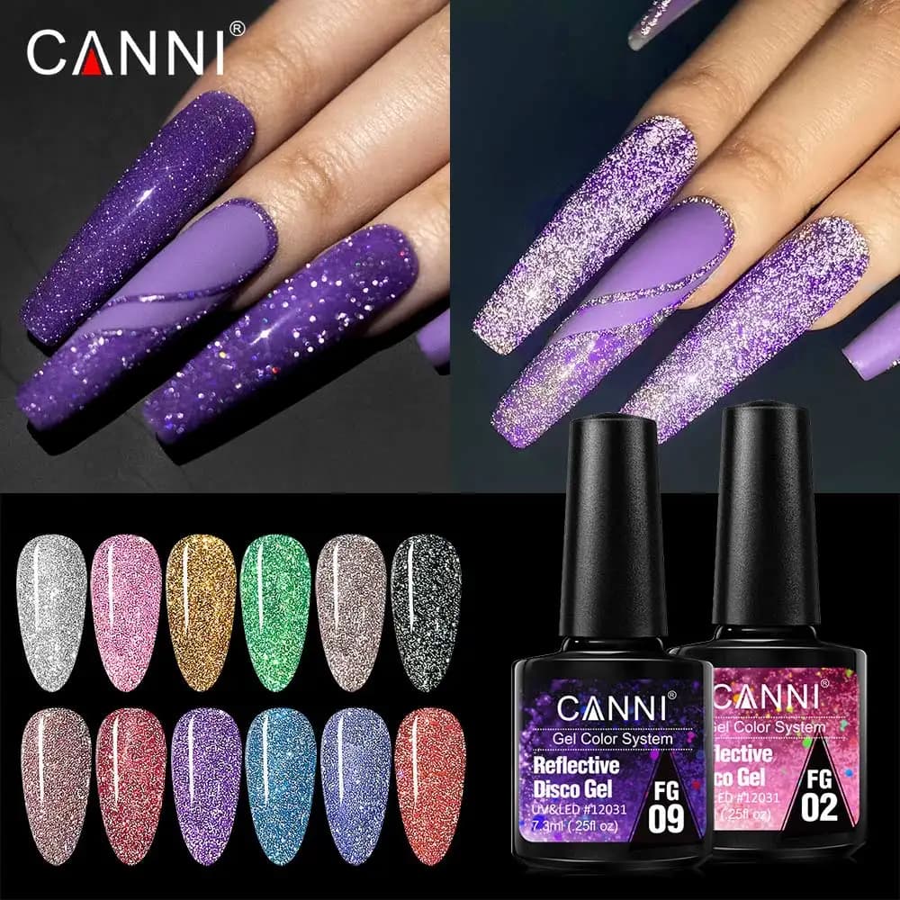 Canni Gel riflettente Effetto luminoso Party Shining Rainbow Cat Eye Smalto gel per unghie 7.3ml Semi permanente Glitter Laser Lacca per unghie