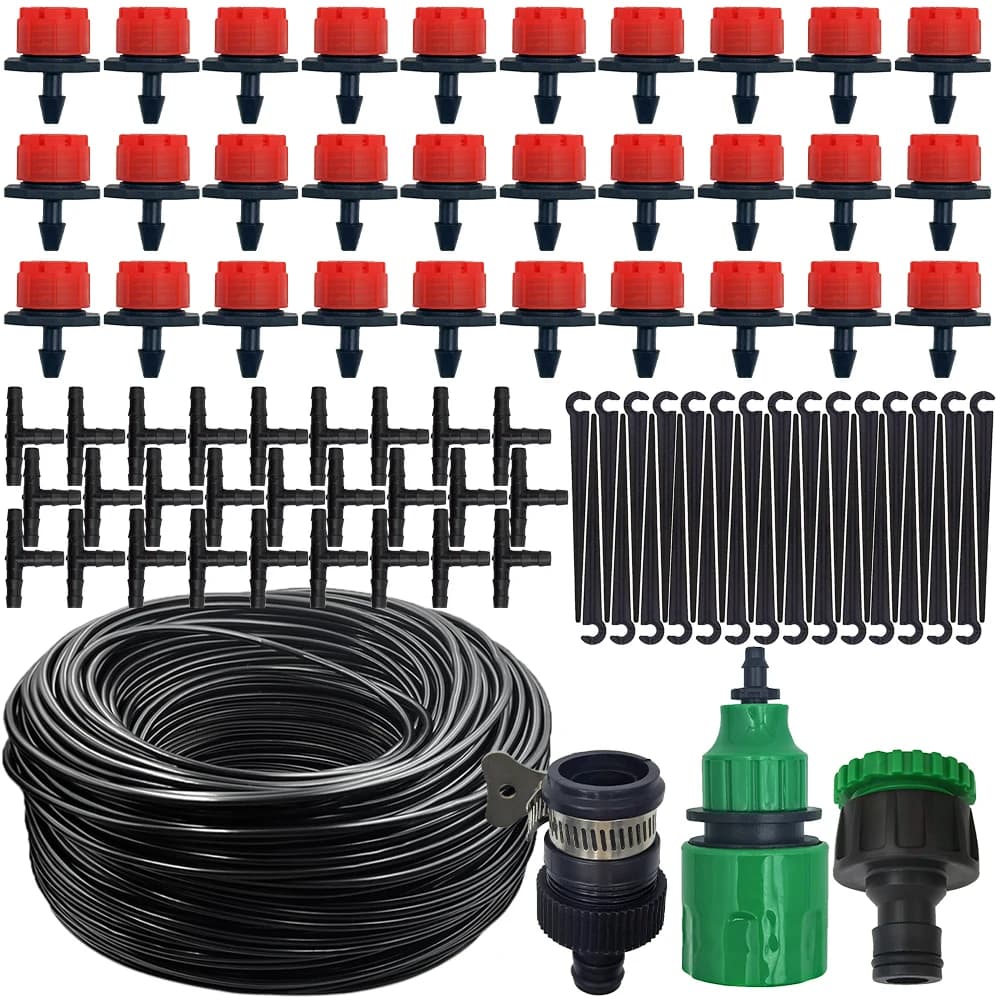 15M-25M Micro Kit di irrigazione a goccia Sistema di irrigazione automatico fai-da-te da giardino e tubo flessibile regolabile da 4/7 '' per serra