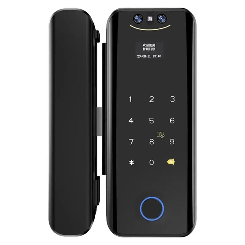 LXYB18B Tuya Smart Lock 3D For Glass Door With WIFI Camera–Fingerprint Face Recognize Card Password Biometric Key App Unlock