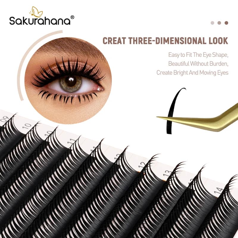 Sakurahana Estensione ciglia bagnate Tipo cosplay Spikes Ciglia Cluster Appassionati preconfezionati Ciglia finte per il trucco Natuhana