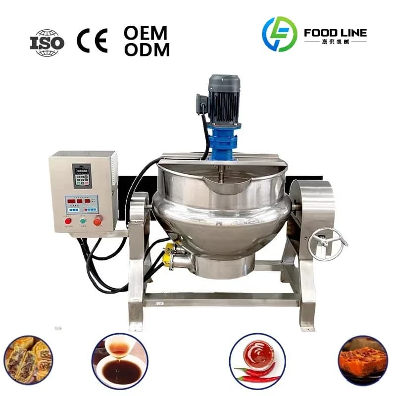 Industrial Cooking Pot with Agitator Steam/Gas/Electric Jacketed Kettle and Mixer for Kettle Cooking Customized