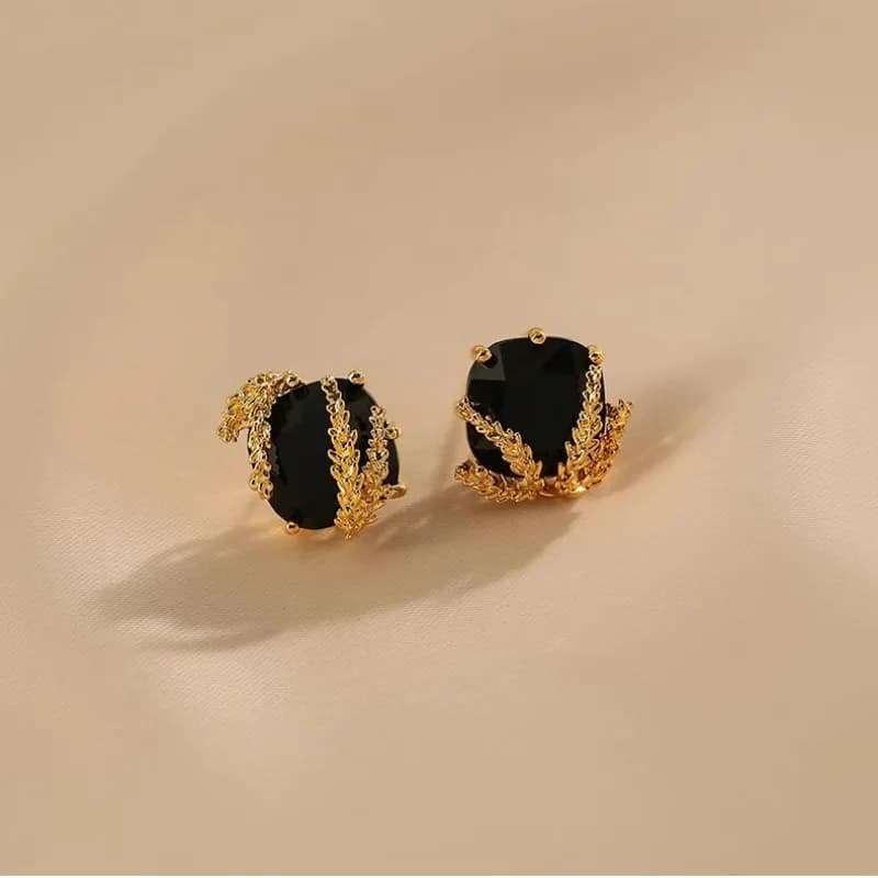 Medieval Earrings with Square Diamonds With Wheat Ear Premium niche Earrings Ladies High-end French Light Versatile Luxury