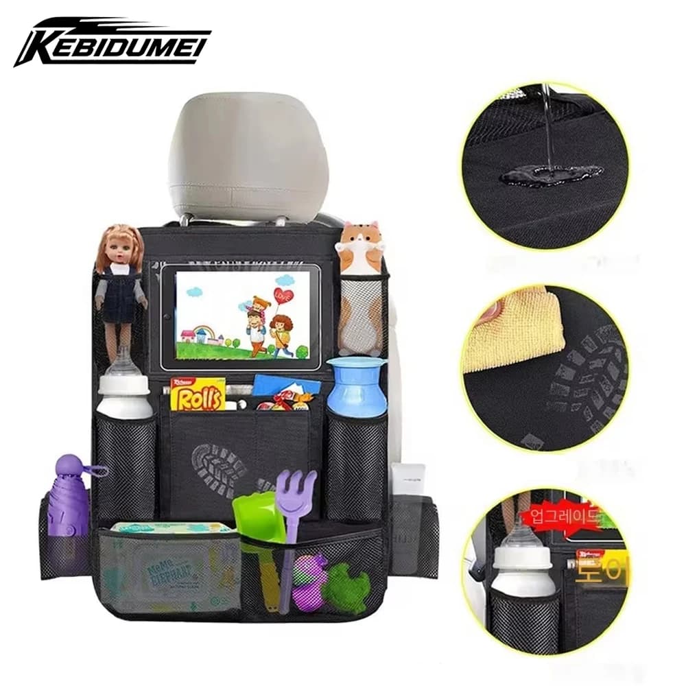 Organizer per Sedile Posteriore Auto Multifunzionale in Tessuto Oxford con Tasche, Protezione Sedile e Supporto per Tablet Touch Screen, Borsa Portaoggetti