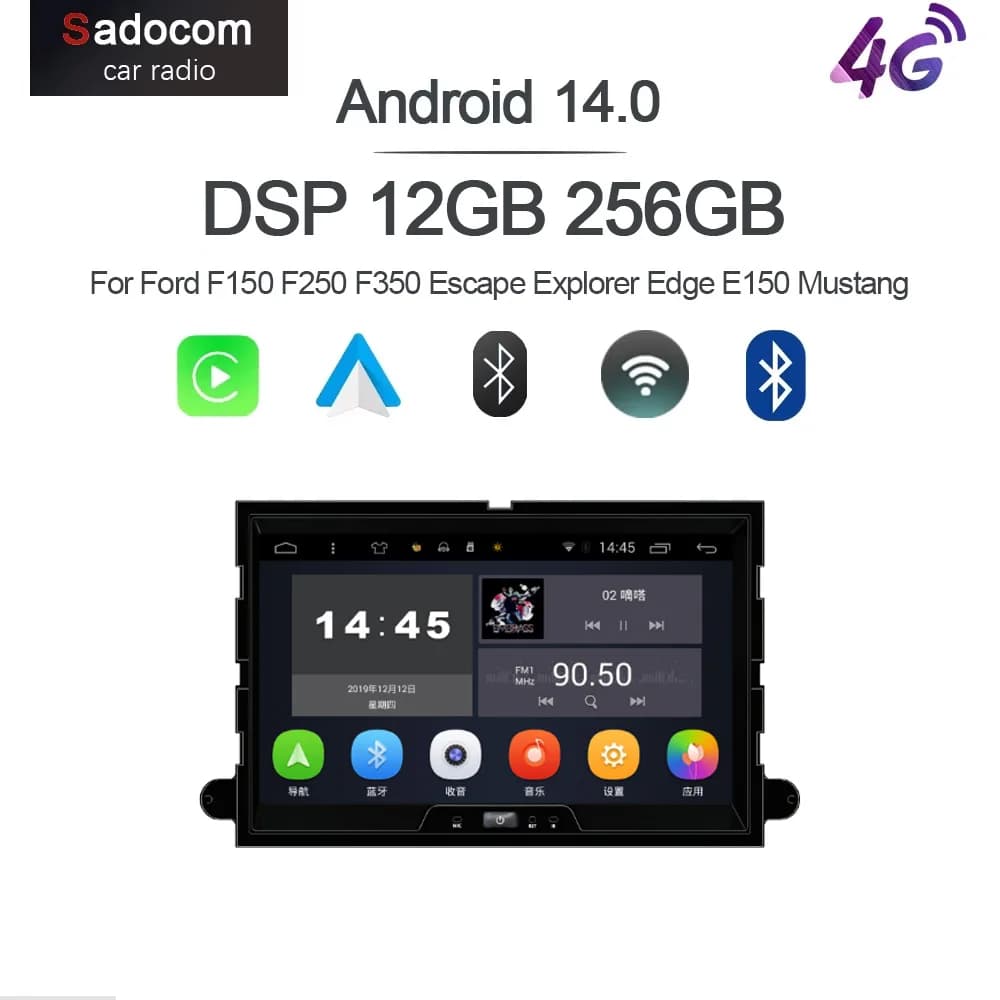 Autoradio Android 15.0 8 Core 12GB RAM 256GB ROM con GPS e Multimedia per Ford F150 F250 F350 Escape Explorer Edge E150 Mustang