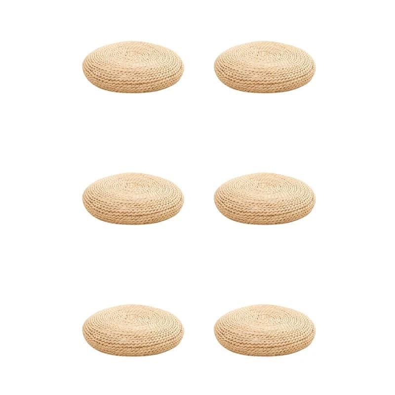 ABVC 6X Round Natural Pouf Hand-Made Weaving Cushion Fill The Silk Floss Pillow Soft Yoga Chair Seat Mat Tatami Window Pad(B)