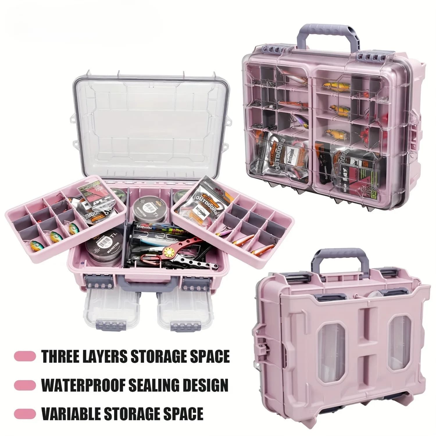 Large Box Door Fishing Tools 2 Roads, Container Organizer for baits and accessories, Men's Gift