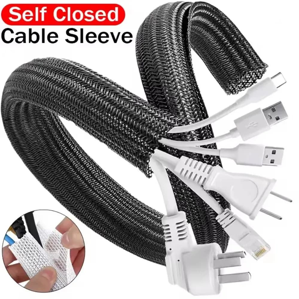 9-15M Plit Pipe Tube Protector Self Closing Cable Protector Sleeve PET Braided Expandable Auto Line Management Flexible Loom S