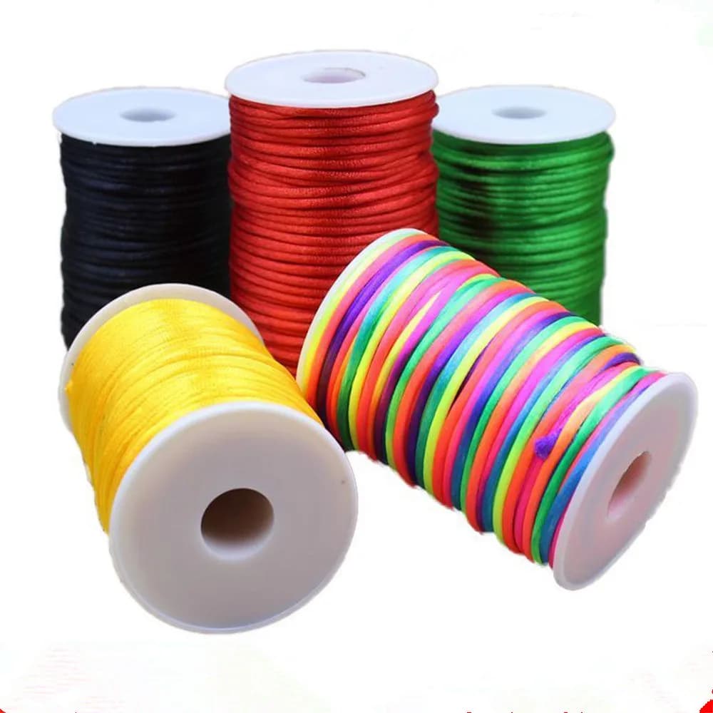 Corda da 3mm rotolo intero in raso a coda di rattine in poliestere corde in Nylon corda con nodo cinese braccialetto fai da te forniture per la creazione di gioielli
