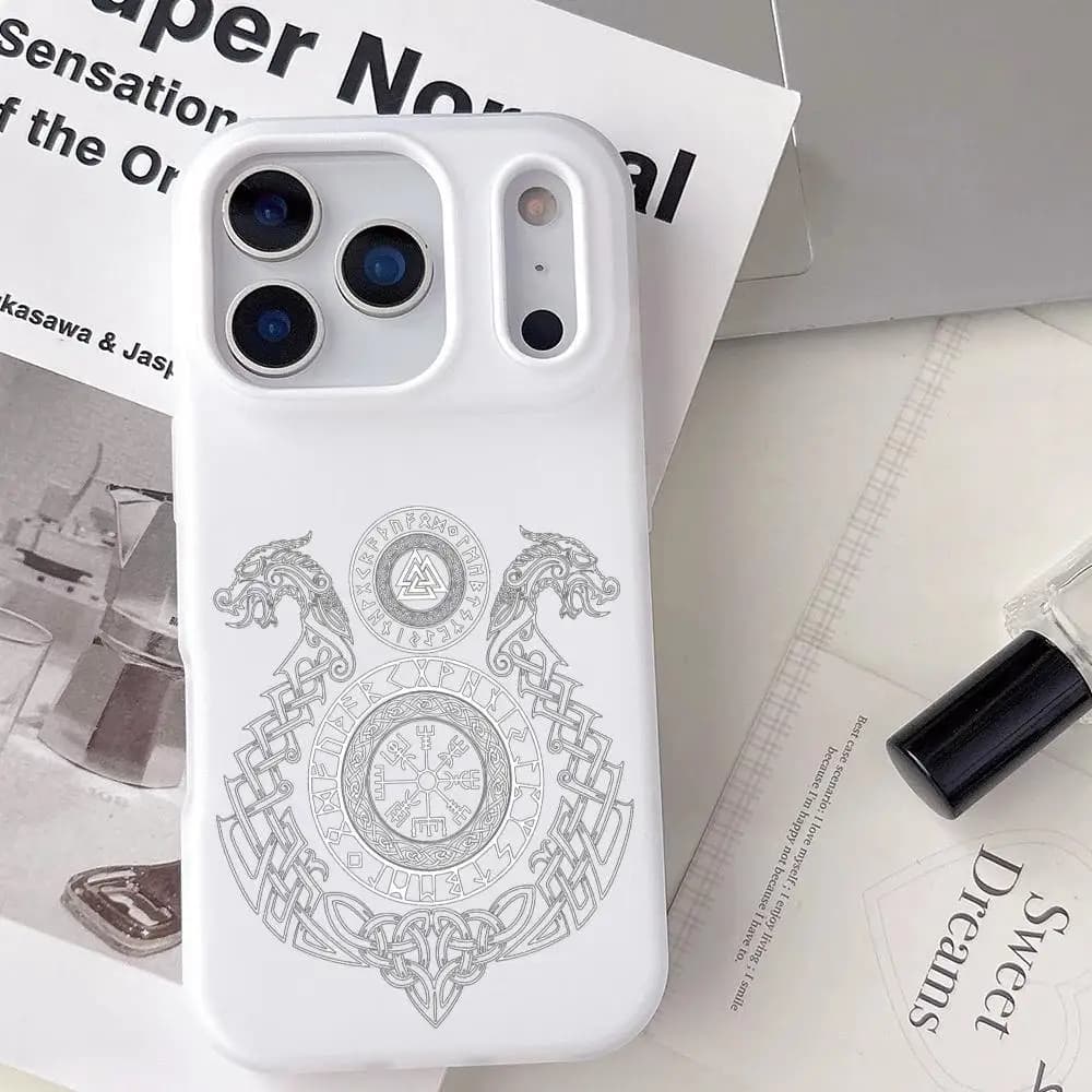 Custodia di Lusso Viking V-Vegvisir per iPhone 17 16 15 14 13 12 11 Pro Max Plus Mini, Cover Morbida Trasparente Antiurto in Gelatina