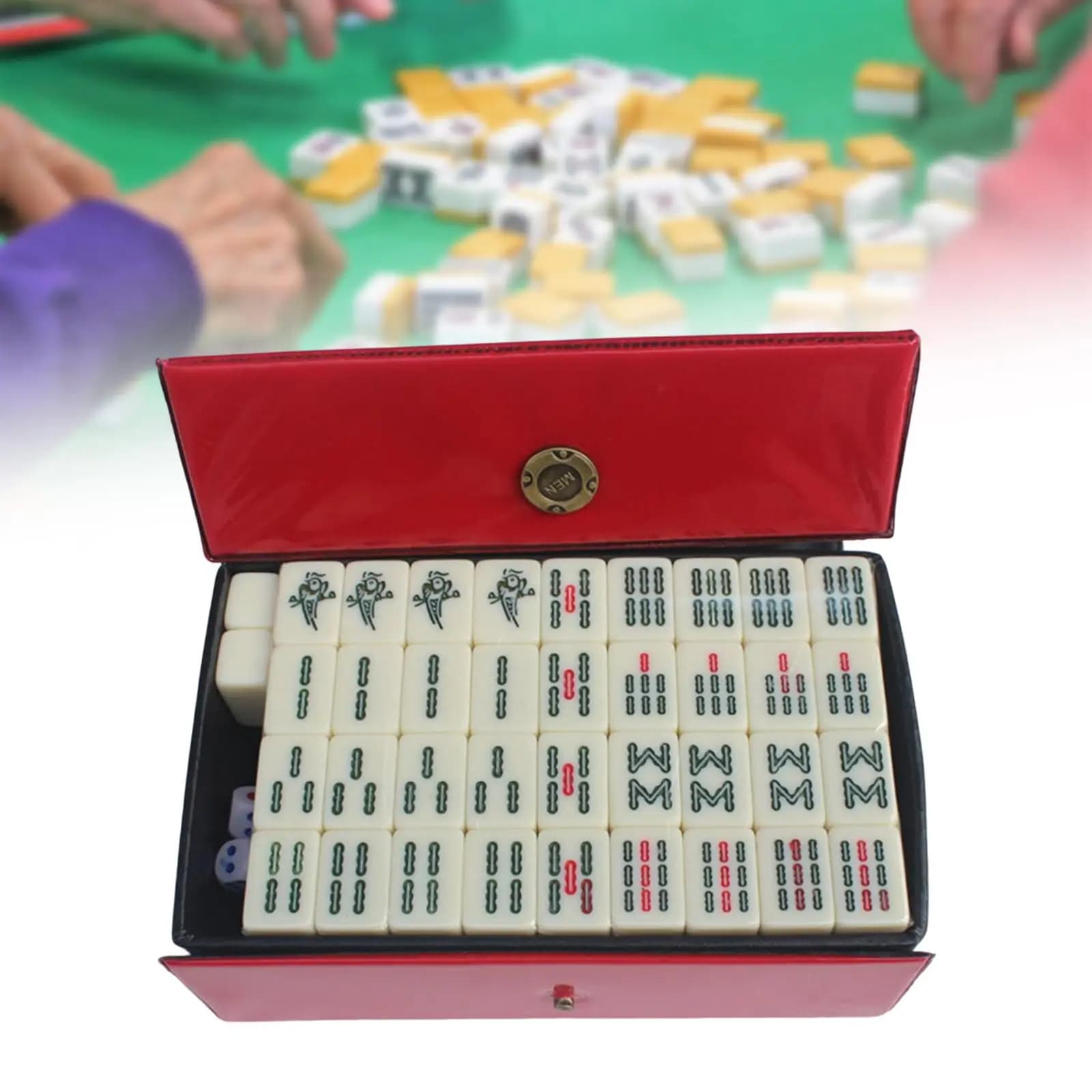 Set da Gioco Mahjong Portatile Mini con Numeri Incisi Chiari e Tessere in Melamina per Adulti, Famiglia, Intrattenimento e Viaggi