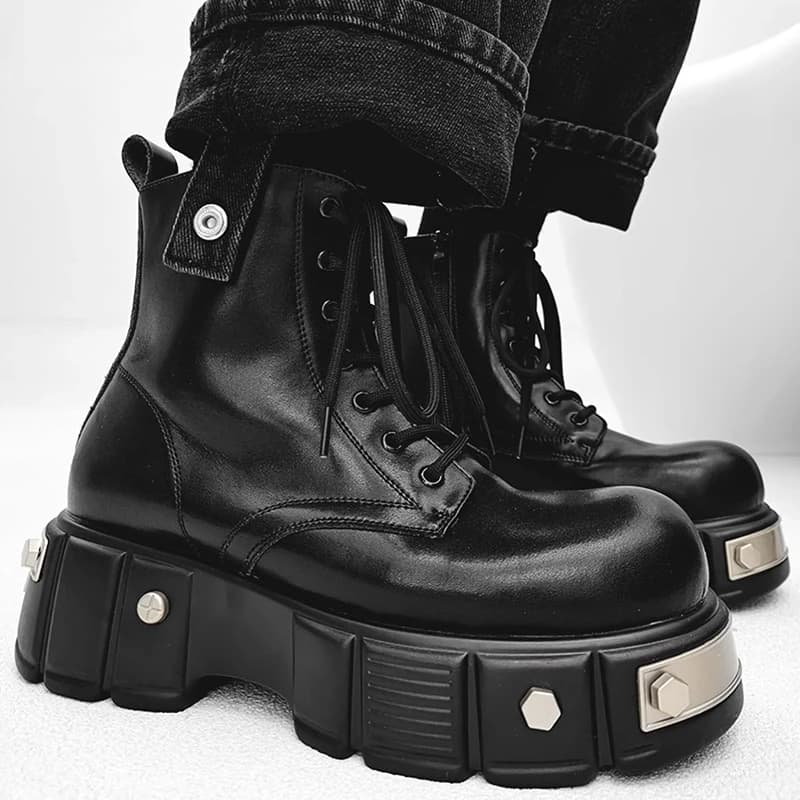 italian brand designer high platform boots for men fashion soft leather shoes cowboy spring autumn boot stylish motorcycle botas